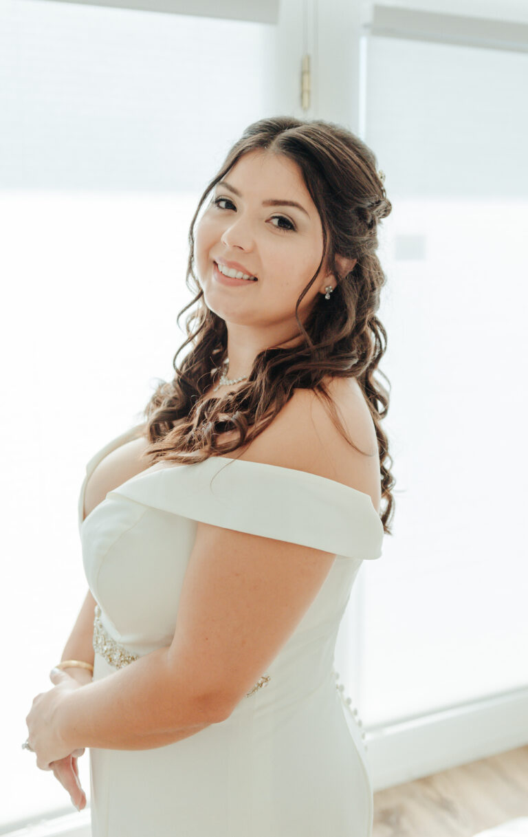 a woman in a white dress